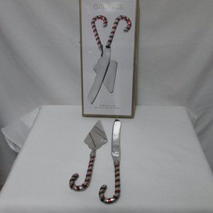 Godinger Candy Cane Dessert Cake Knife Server Christmas Holiday Set 2 w/ Box
